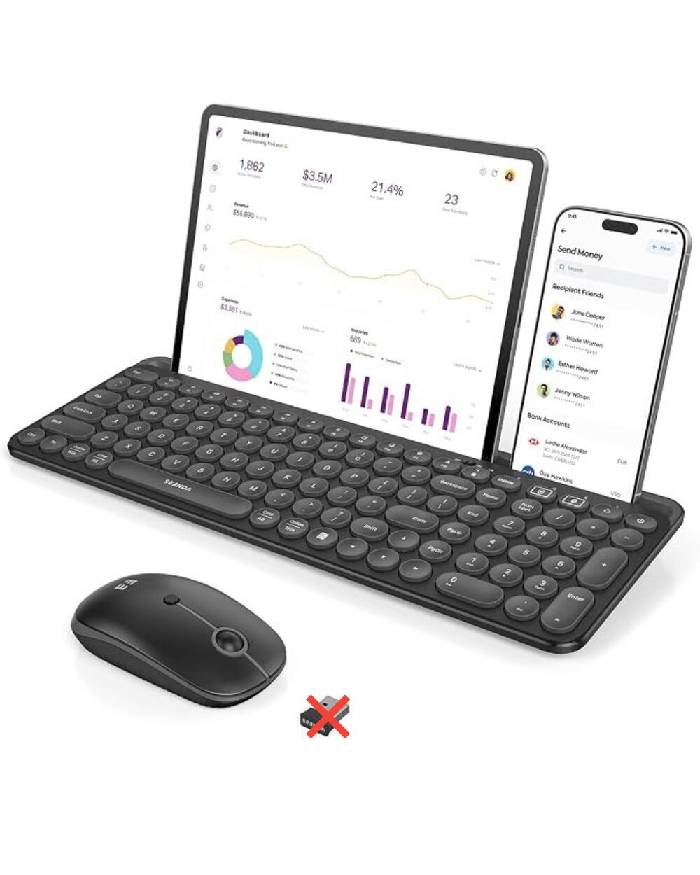 Seenda Bluetooth Keyboard And Mouse For IPad, CTU-301 Wireless Multi-Black